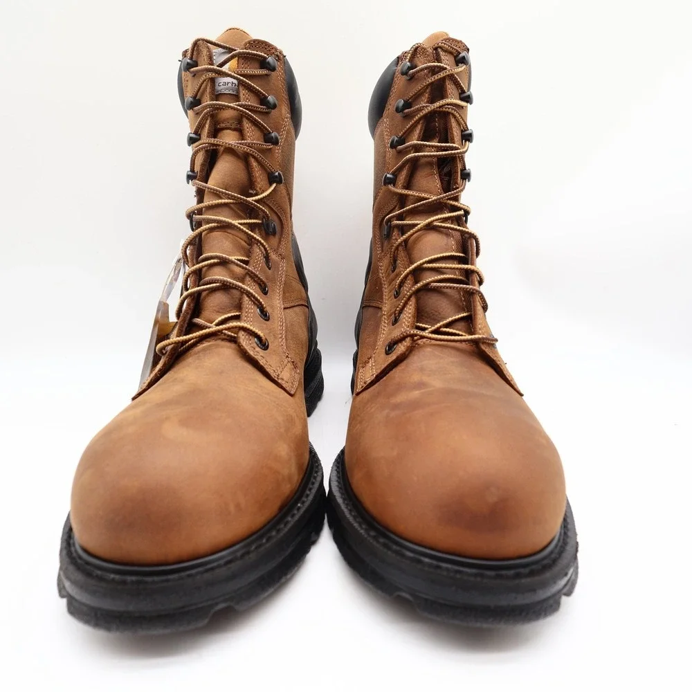 Carhartt Work Boots Mens 12 W Brown Leather Waterproof 8